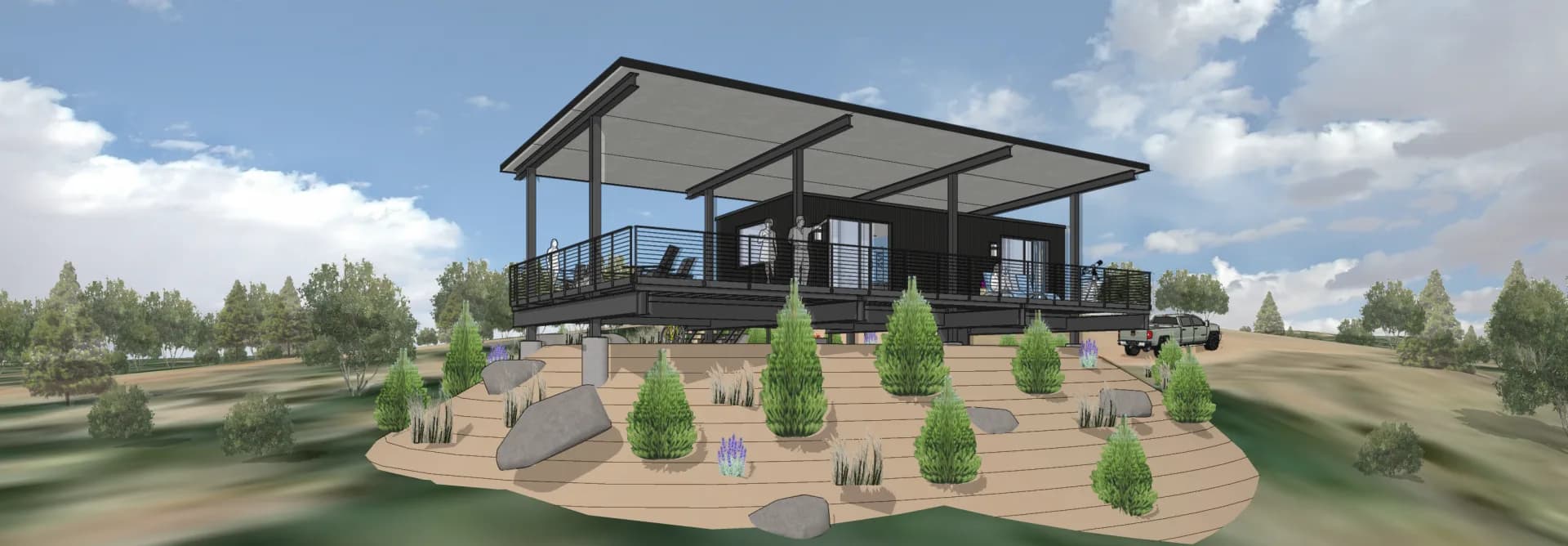 The Rango rendering - rear corner with porch